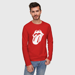 Лонгслив хлопковый мужской Rolling Stones - white logo, цвет: красный — фото 2