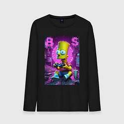 Лонгслив хлопковый мужской Bart Simpson - cool gamer, цвет: черный