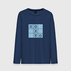 Лонгслив хлопковый мужской Игра крестики-нолики, цвет: тёмно-синий
