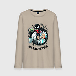 Лонгслив хлопковый мужской Venom slime and Rick - collaboration, цвет: миндальный