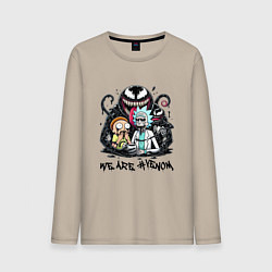 Лонгслив хлопковый мужской Morty and Rick - we are Venom meme, цвет: миндальный