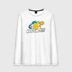 Лонгслив хлопковый мужской Гомер играет в теннис, цвет: белый