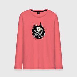 Лонгслив хлопковый мужской Прыжок через медведя, цвет: коралловый