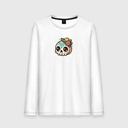 Лонгслив хлопковый мужской Череп в сомбреро, цвет: белый