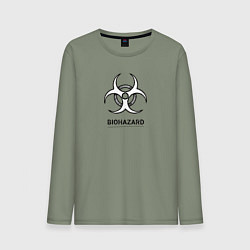 Лонгслив хлопковый мужской Biohazard черно белый, цвет: авокадо