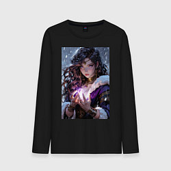 Мужской лонгслив Прекрасная девушка-маг накладывает чары