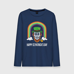 Лонгслив хлопковый мужской Happy St Patricks day - skull, цвет: тёмно-синий