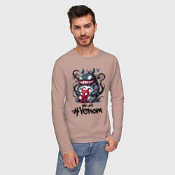 Лонгслив хлопковый мужской Totoro-Venom and Spider-man, цвет: пыльно-розовый — фото 2