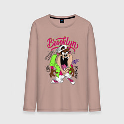 Лонгслив хлопковый мужской Тасманский дьявол - Taz, цвет: пыльно-розовый