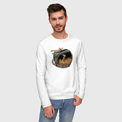 Лонгслив хлопковый мужской Космическая лапша, цвет: белый — фото 2