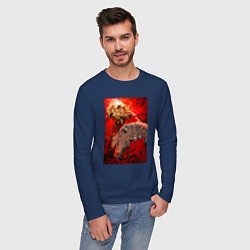 Лонгслив хлопковый мужской Empire of Humanity - Warhammer, цвет: тёмно-синий — фото 2