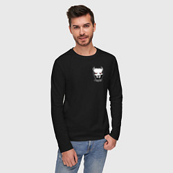 Лонгслив хлопковый мужской Питбуль воин - страха нет рунами, цвет: черный — фото 2