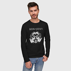 Лонгслив хлопковый мужской Bon Jovi rock dog, цвет: черный — фото 2