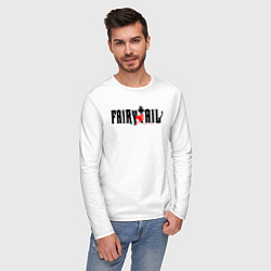 Лонгслив хлопковый мужской Аниме - хвост феи, цвет: белый — фото 2