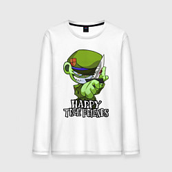 Лонгслив хлопковый мужской Happy three friends - Flippy, цвет: белый