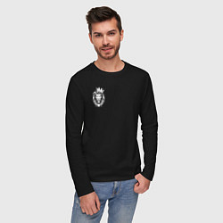 Лонгслив хлопковый мужской Лев пара львице, цвет: черный — фото 2