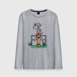 Лонгслив хлопковый мужской Скелетик скейтер с пиццей, цвет: меланж