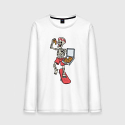 Лонгслив хлопковый мужской Скейтер с пиццей, цвет: белый