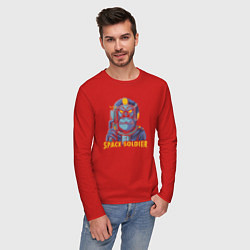 Лонгслив хлопковый мужской Monkey space soldier, цвет: красный — фото 2