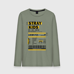 Лонгслив хлопковый мужской Stray kids ticket, цвет: авокадо