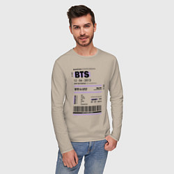 Лонгслив хлопковый мужской Bts ticket, цвет: миндальный — фото 2