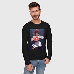 Лонгслив хлопковый мужской Дандадан: Момо фаербол, цвет: черный — фото 2
