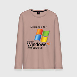 Лонгслив хлопковый мужской Предназначен для windows xp, цвет: пыльно-розовый