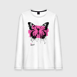 Лонгслив хлопковый мужской Emo butterfly, цвет: белый