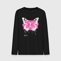 Лонгслив хлопковый мужской Emo butterfly with splashes of paint, цвет: черный