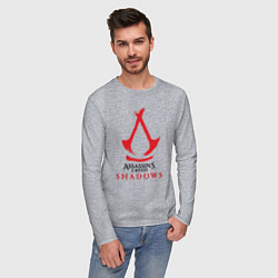 Лонгслив хлопковый мужской Assassins Creed Shadows - badge, цвет: меланж — фото 2