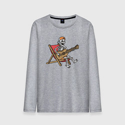 Лонгслив хлопковый мужской Скелетик гитарист, цвет: меланж
