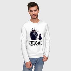 Лонгслив хлопковый мужской Totoro and black cat - anime, цвет: белый — фото 2