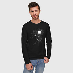 Лонгслив хлопковый мужской Сердце хакера, цвет: черный — фото 2