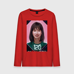 Лонгслив хлопковый мужской Игра в кальмара 2 игрок 120, цвет: красный