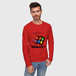 Лонгслив хлопковый мужской Предназначен для windows 95, цвет: красный — фото 2