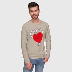 Лонгслив хлопковый мужской Love hands, цвет: миндальный — фото 2