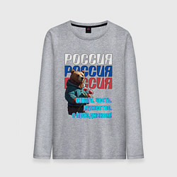 Мужской лонгслив Медведь на фоне флага