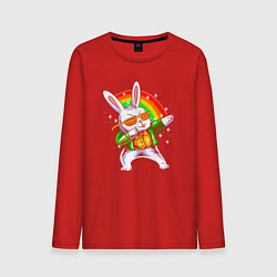 Лонгслив хлопковый мужской Rainbow rabbit, цвет: красный