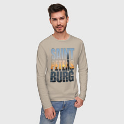 Лонгслив хлопковый мужской Санкт-Петербург Лахта центр, цвет: миндальный — фото 2