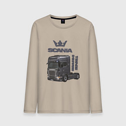Лонгслив хлопковый мужской Скания truck driver, цвет: миндальный