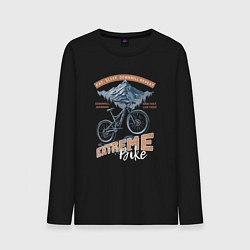Лонгслив хлопковый мужской Горный велосипед, лес, горы, эсктримальный стиль, цвет: черный