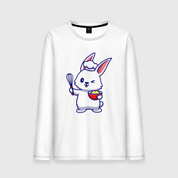 Лонгслив хлопковый мужской Зайка поварёнок, цвет: белый