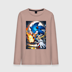 Лонгслив хлопковый мужской Соник супер удар, цвет: пыльно-розовый