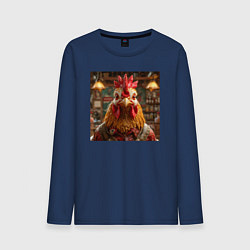Лонгслив хлопковый мужской Петух, цвет: тёмно-синий