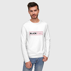 Лонгслив хлопковый мужской Blackpink - emblem of group of South Korea, цвет: белый — фото 2