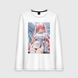 Лонгслив хлопковый мужской Медсестричка сделает тебе укол любви, цвет: белый