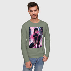 Лонгслив хлопковый мужской Тифа Локхарт из Final Fantasy VII в стиле киберпан, цвет: авокадо — фото 2