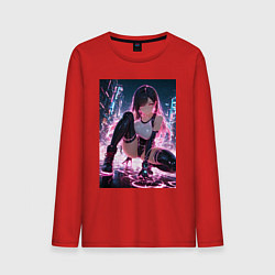 Лонгслив хлопковый мужской Тифа Локхарт из Final Fantasy VII в стиле киберпан, цвет: красный