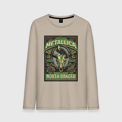 Лонгслив хлопковый мужской Metallica - North Dakota playbill, цвет: миндальный