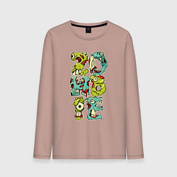 Лонгслив хлопковый мужской Зомби, цвет: пыльно-розовый